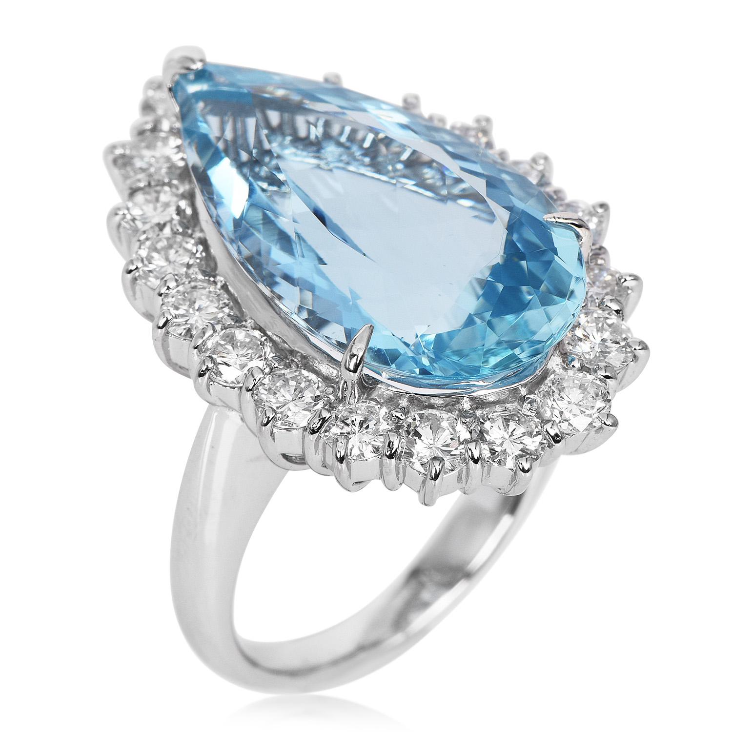 The beauty of a water drop was captured on a stunning sky blue Aquamarine.

This full of live Cocktail Rings will captivate the eyes of everyone!

From the astonishing, center with an Exquisitely GIA Certified Aquamarine,

weighing approx 10.77