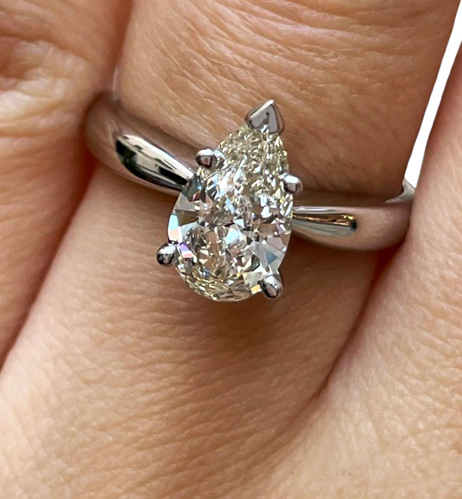 A Beautiful Classic Estate Vintage 1.07ct Pear Shaped Solitaire Ring .
Buy her this the most classic, elegant diamond ring which will go beyond her dreams!
Your loved one will cherish this fine diamond ring for a lifetime!
From our Estate