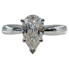 GIA 1.07ct Diamante pera Estate Solitario Anillo de compromiso de boda de oro blanco de 14k