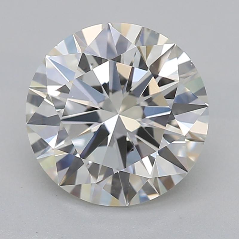 Dieser in New York handgefertigte Diamantring besticht durch einen runden Diamanten in der Mitte, der ein beeindruckendes Gewicht von 1,07 aufweist und durch sein exquisites J und VS2 ergänzt wird. Das einzigartige Design zeigt einen geometrischen