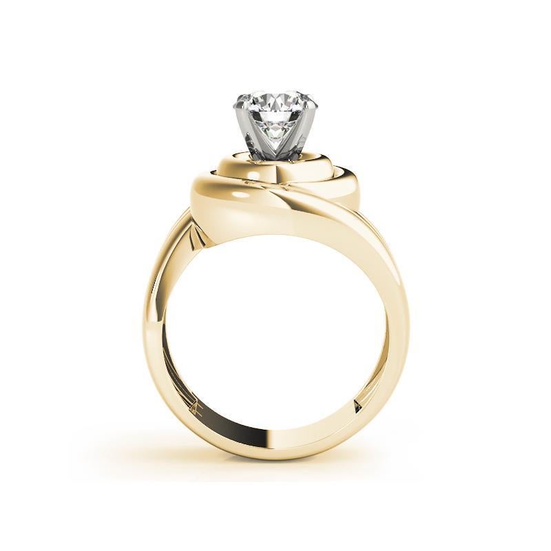 GIA 1,07ct Solitario rotondo con fascia smerlata in oro giallo 18 carati In condizioni Nuovo in vendita a New York, NY