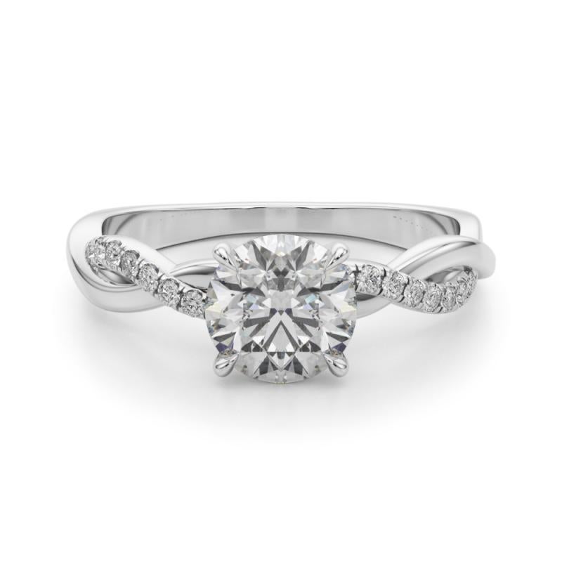 GIA 1,07ct Anello con diamanti in oro bianco a forma di tralcio rotondo ispirato alla Nature In condizioni Nuovo in vendita a New York, NY