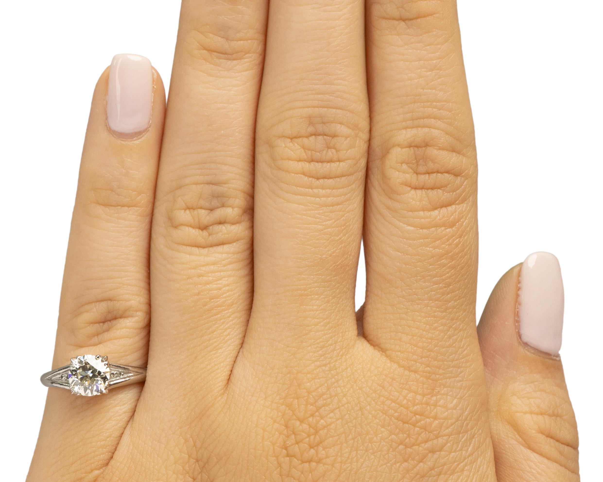 GIA 1.08 Carat Art Deco Diamond Platinum Engagement Ring In Good Condition For Sale In Atlanta, GA