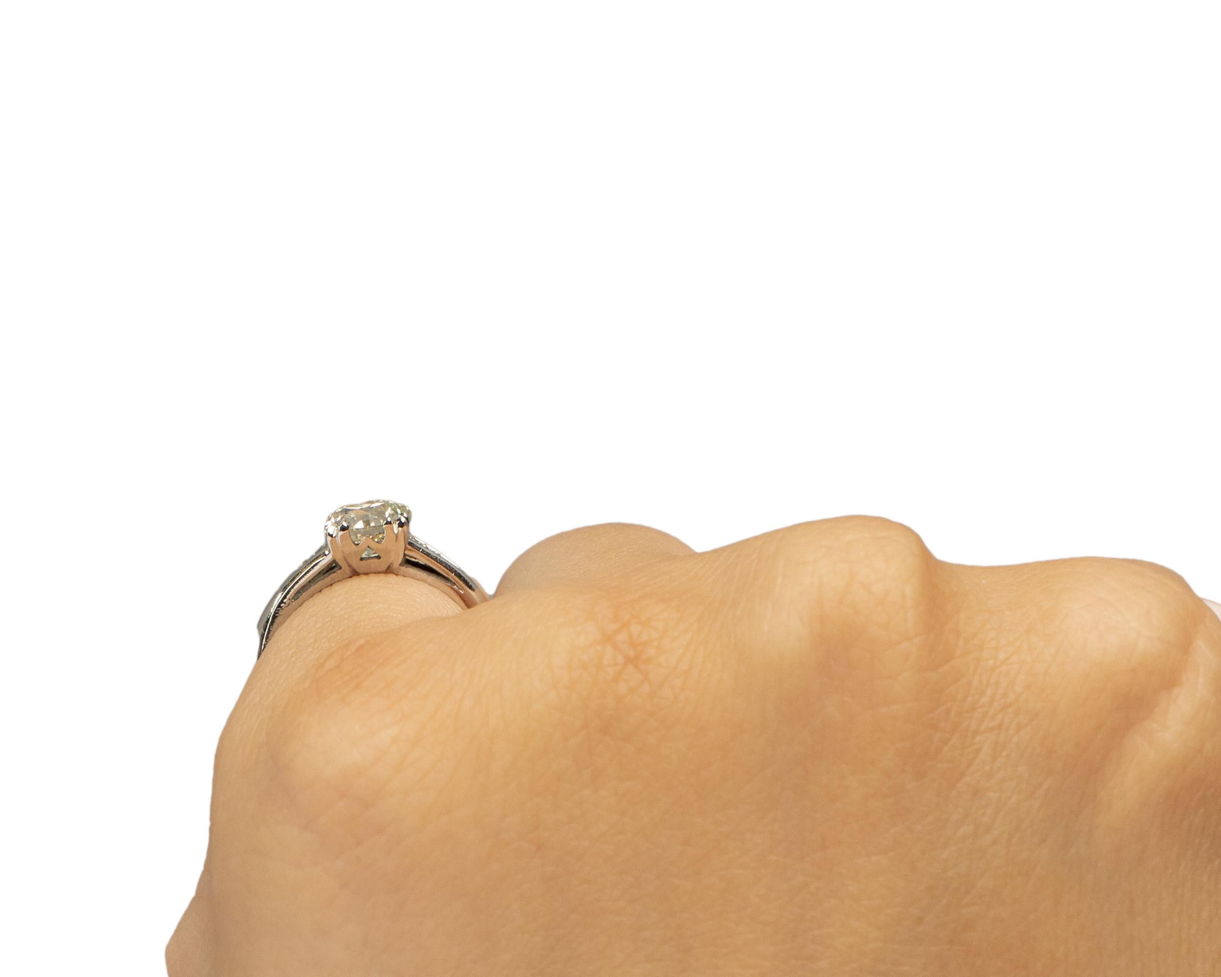 Women's GIA 1.08 Carat Art Deco Diamond Platinum Engagement Ring For Sale