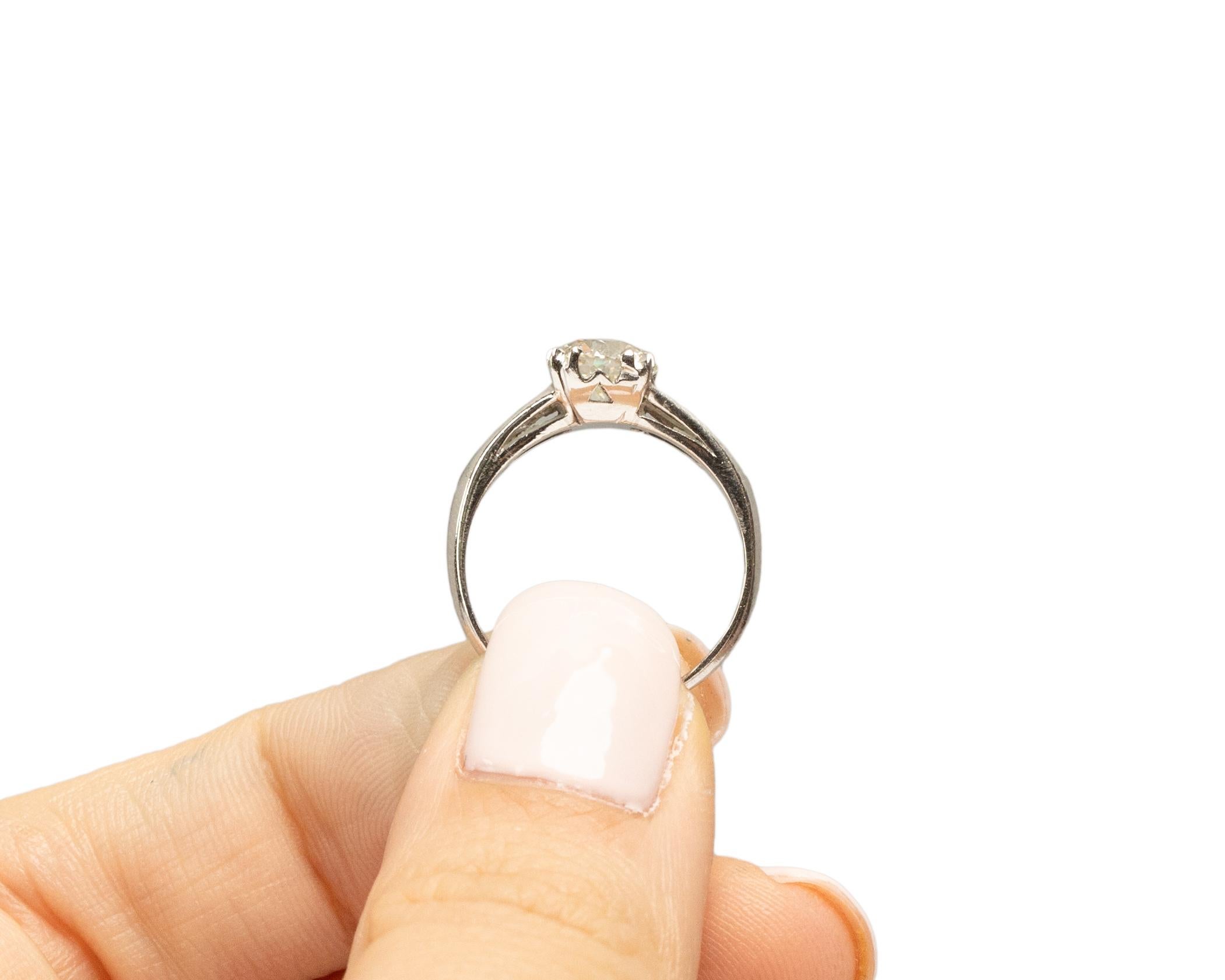 GIA 1.08 Carat Art Deco Diamond Platinum Engagement Ring For Sale 2