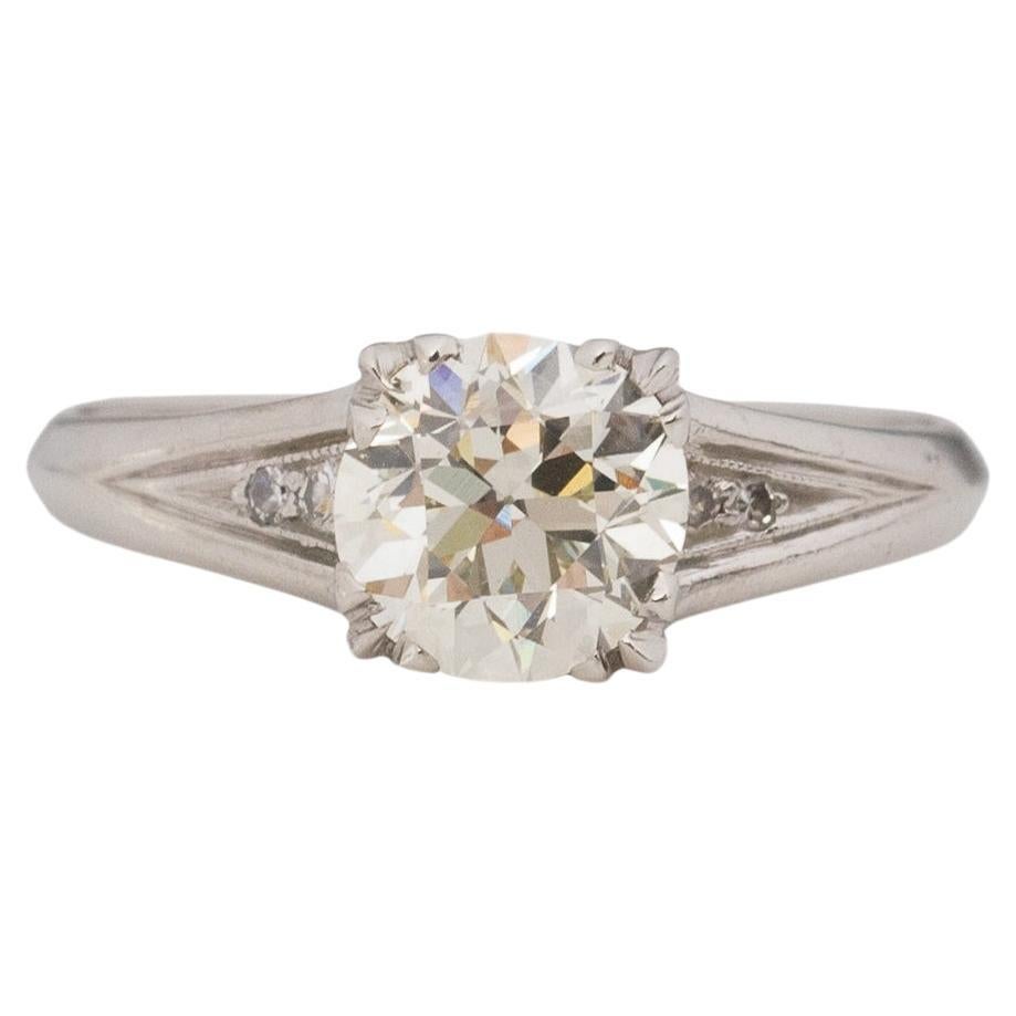 Platin-Verlobungsring, GIA 1,08 Karat Art Deco Diamant