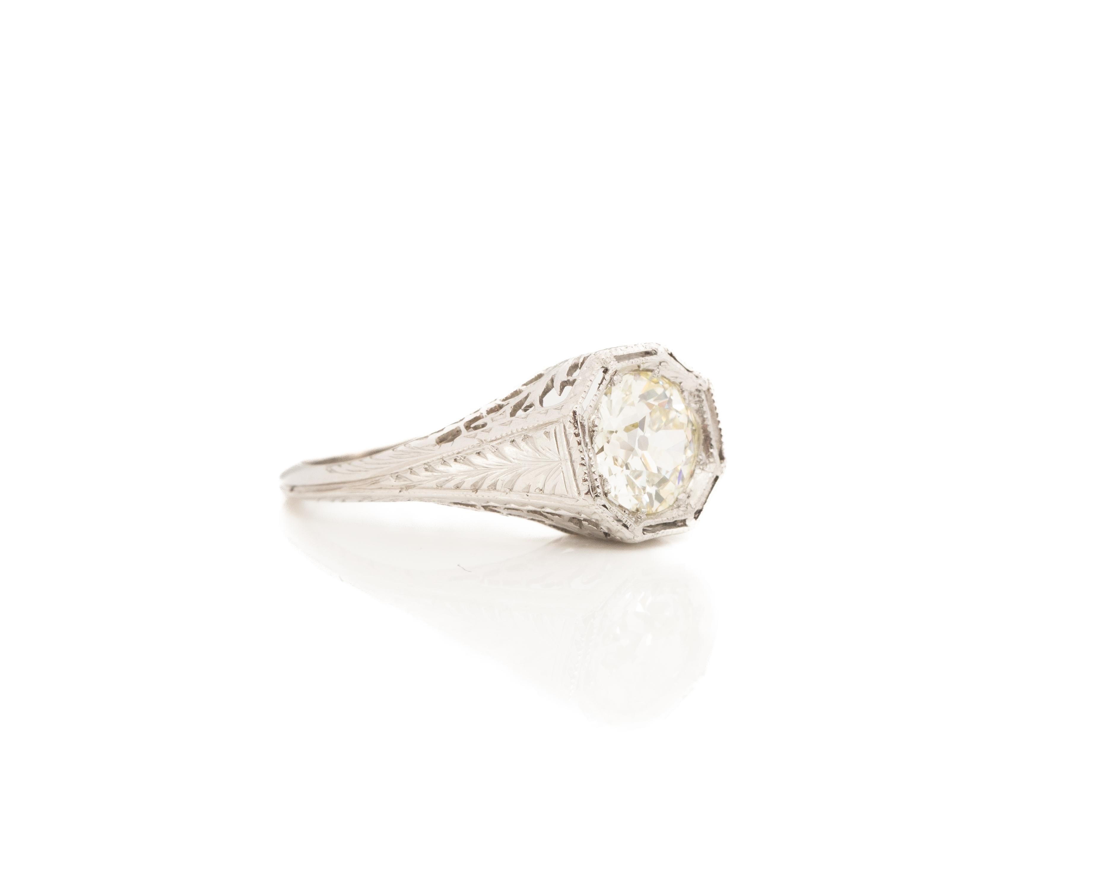 GIA 1.08 Karat Gesamtgewicht Art Deco Diamant Platin Verlobungsring Damen im Angebot