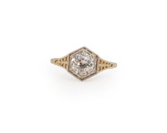 GIA 1.09 Carat Art Deco Diamond 14 Karat Yellow Gold Engagement Ring