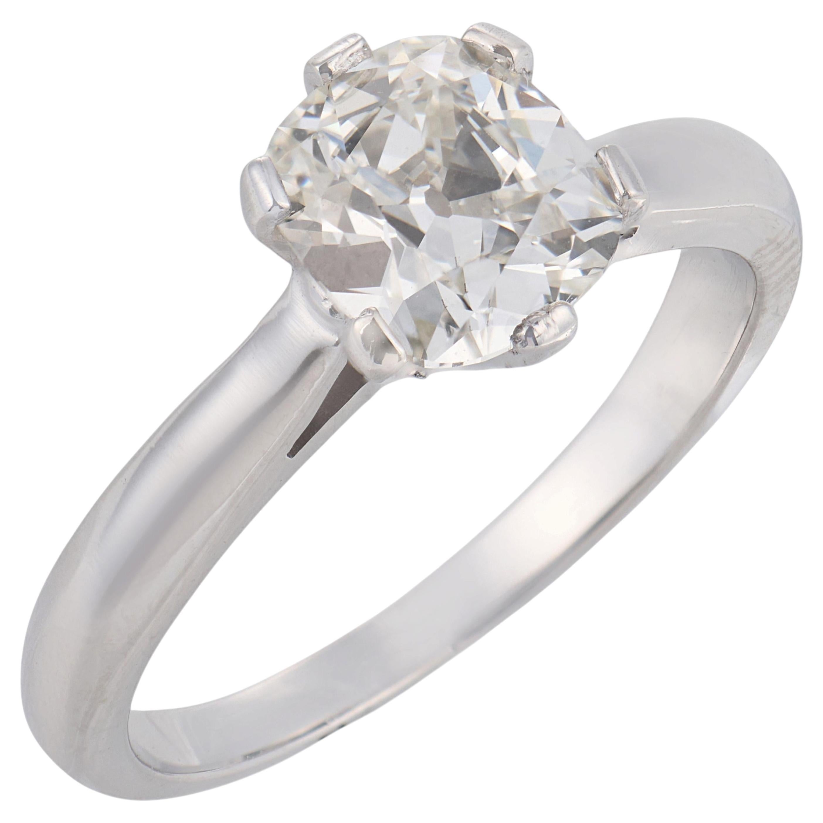 GIA 1.09 carat old mine cut diamond platinum solitaire ring