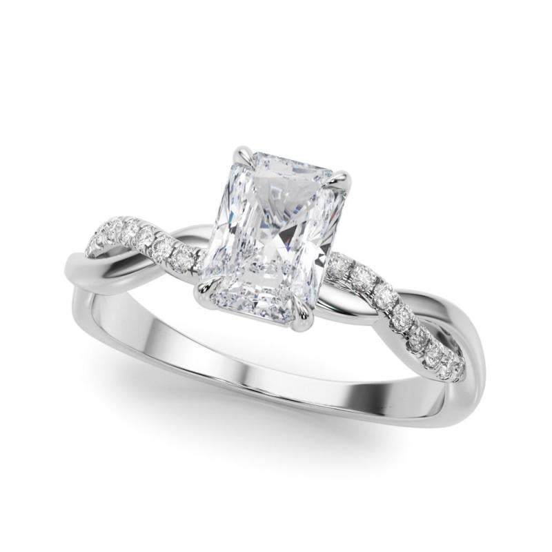 Taglio radiant GIA 1,09 Carati Pave Entwined Nature Band Radiant in oro bianco 18K Diamond in vendita