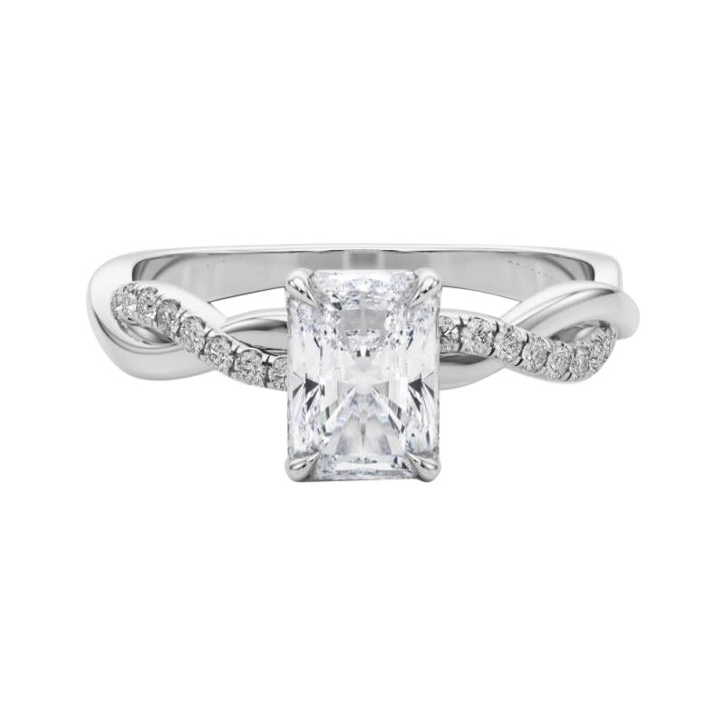 GIA 1,09 Carati Pave Entwined Nature Band Radiant in oro bianco 18K Diamond