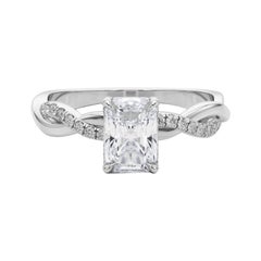 GIA 1,09 Carati Pave Entwined Nature Band Radiant in oro bianco 18K Diamond