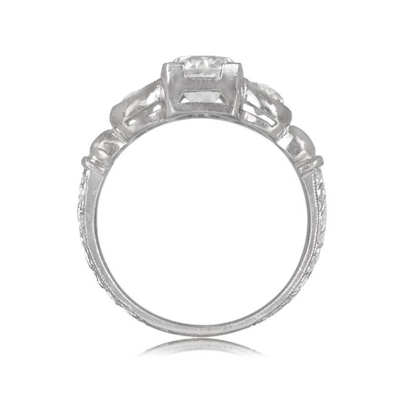 GIA 1.09ct Old European Cut Diamond Engagement Ring, Platinum In Excellent Condition For Sale In New York, NY