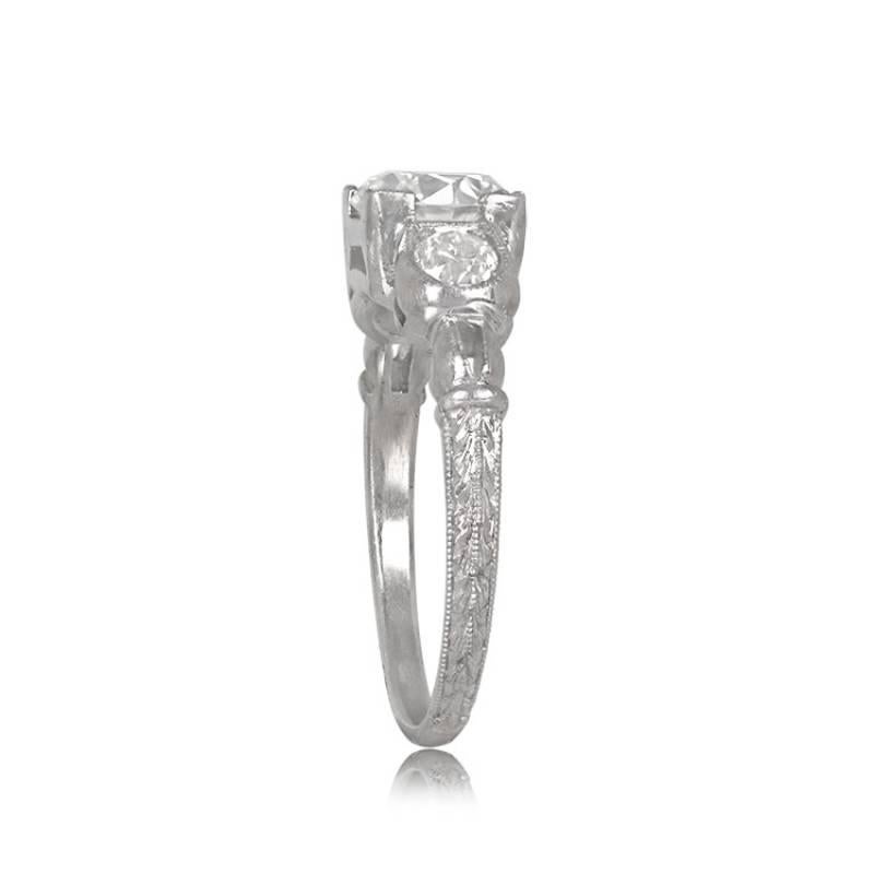 Art Deco GIA 1.09ct Old European Cut Diamond Engagement Ring, Platinum For Sale