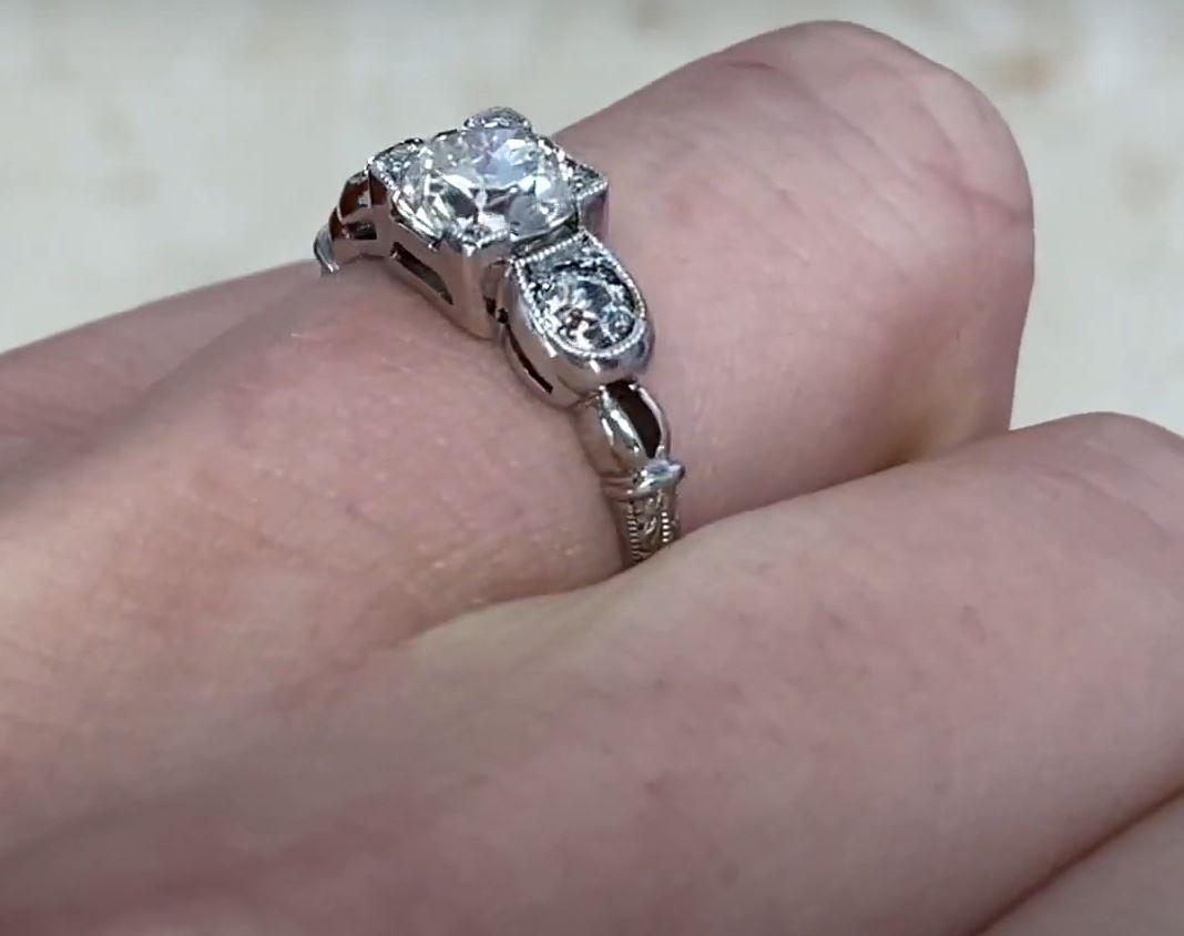 GIA 1.09ct Old European Cut Diamond Engagement Ring, Platinum For Sale 1