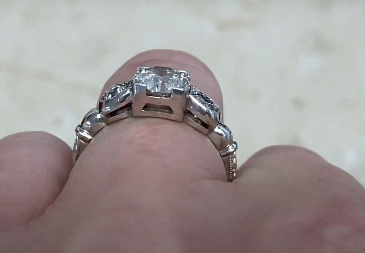 GIA 1.09ct Old European Cut Diamond Engagement Ring, Platinum For Sale 2