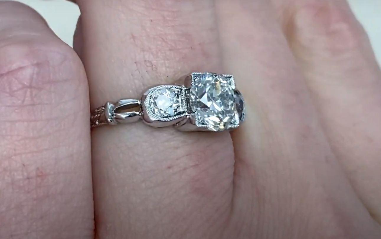 GIA 1.09ct Old European Cut Diamond Engagement Ring, Platinum For Sale 3