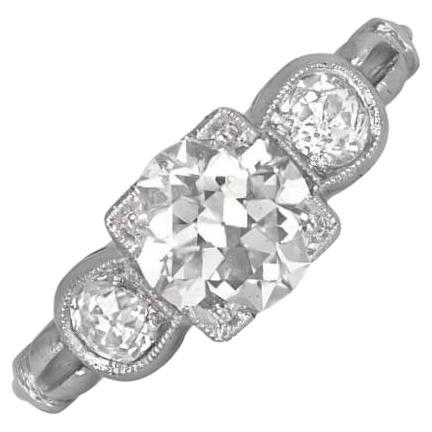 GIA 1.09ct Old European Cut Diamond Engagement Ring, Platinum For Sale