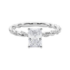 GIA 1.09ct Radiante Micro Pave Trenzado Trenzado Banda Anillo de Diamantes de Oro Blanco de 18K