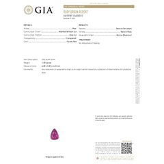 GIA 1,09ct Rubino di Birmania non riscaldato (6,80 x 5,05 x 4,23 mm)