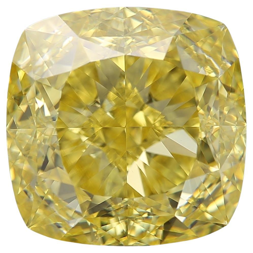 GIA 10ct Cushion Fancy Vivid Yellow VVS2 Loose or Set in Solitaire Ring