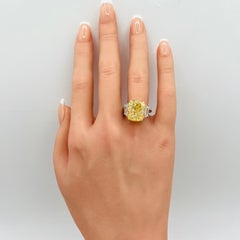 GIA 11 Carat Fancy Yellow Cushion and White Diamond Ring in 18K Gold & Platinum