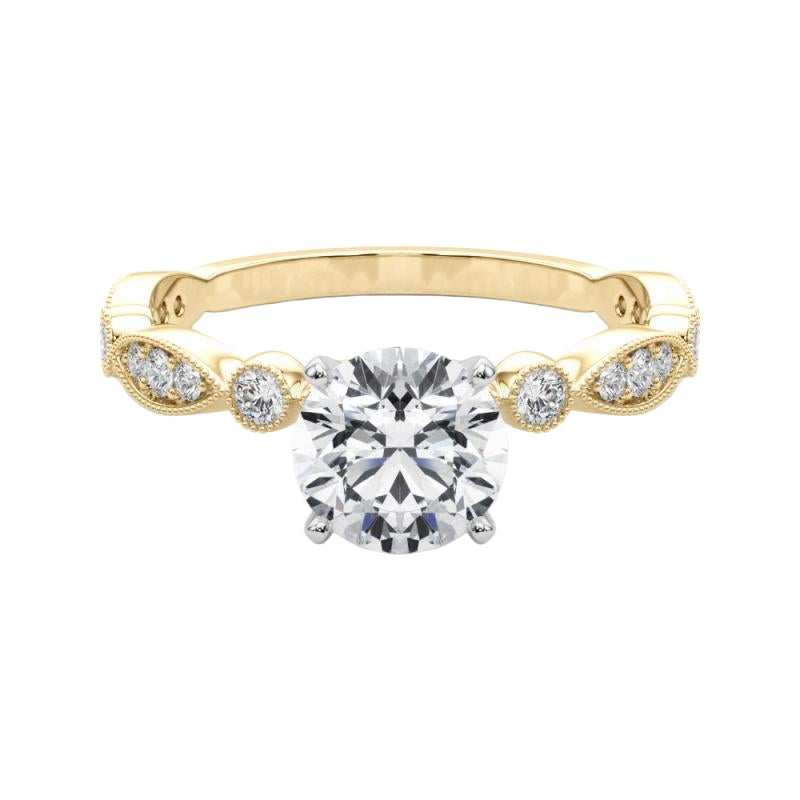 GIA 1,1 carati di diamanti tondi a brillante e marquise vintage in oro giallo 18 carati
