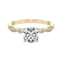 GIA 1,1 carati di diamanti tondi a brillante e marquise vintage in oro giallo 18 carati