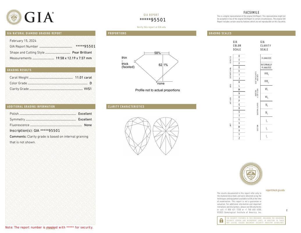 Contemporaneo Solitario a pera con mezza eternità in oro bianco 18 carati GIA 11.01ct