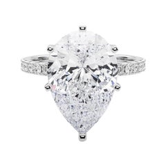 GIA 11.01ct Solitaire poire avec Demi-Eternité Bague diamant en or blanc 18K
