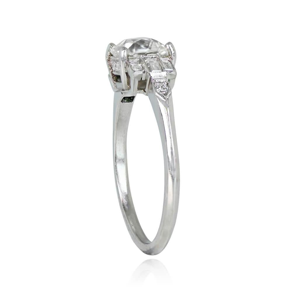 Art Deco GIA 1.10ct Antique Cushion Cut Antique Diamond Engagement Ring, Platinum