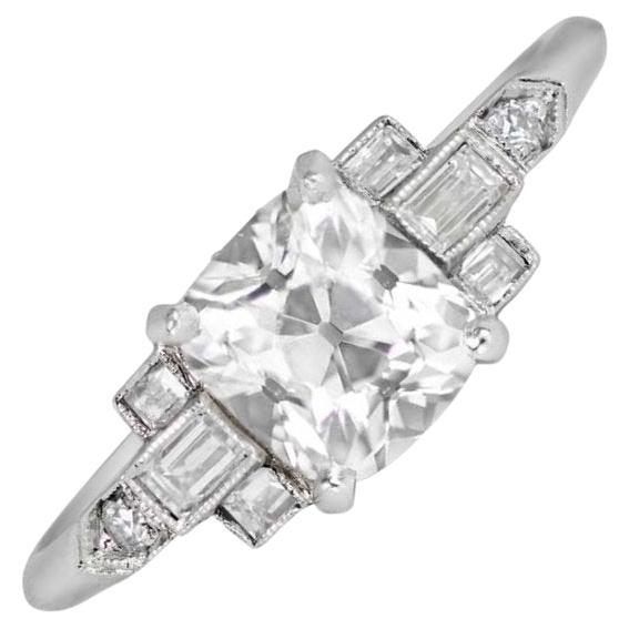GIA 1.10ct Antique Cushion Cut Antique Diamond Engagement Ring, Platinum