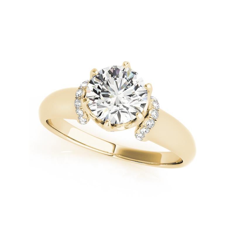 Taille ronde GIA 1.11ct Round Hidden Halo Tulip 6-Prong Vintage Yellow Gold Diamond Ring en vente