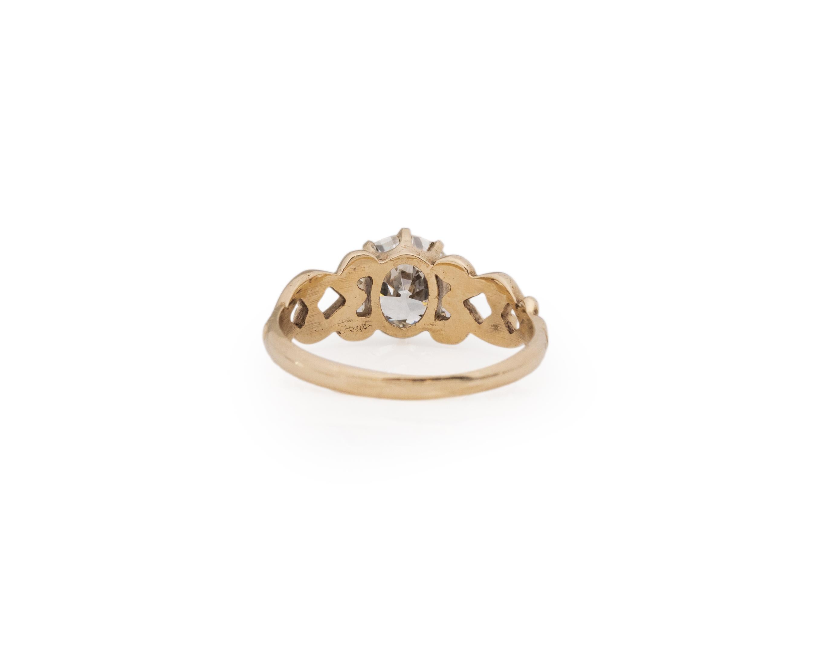 Women's GIA 1.12 Carat Edwardian 14 Karat Yellow Gold Engagement Ring