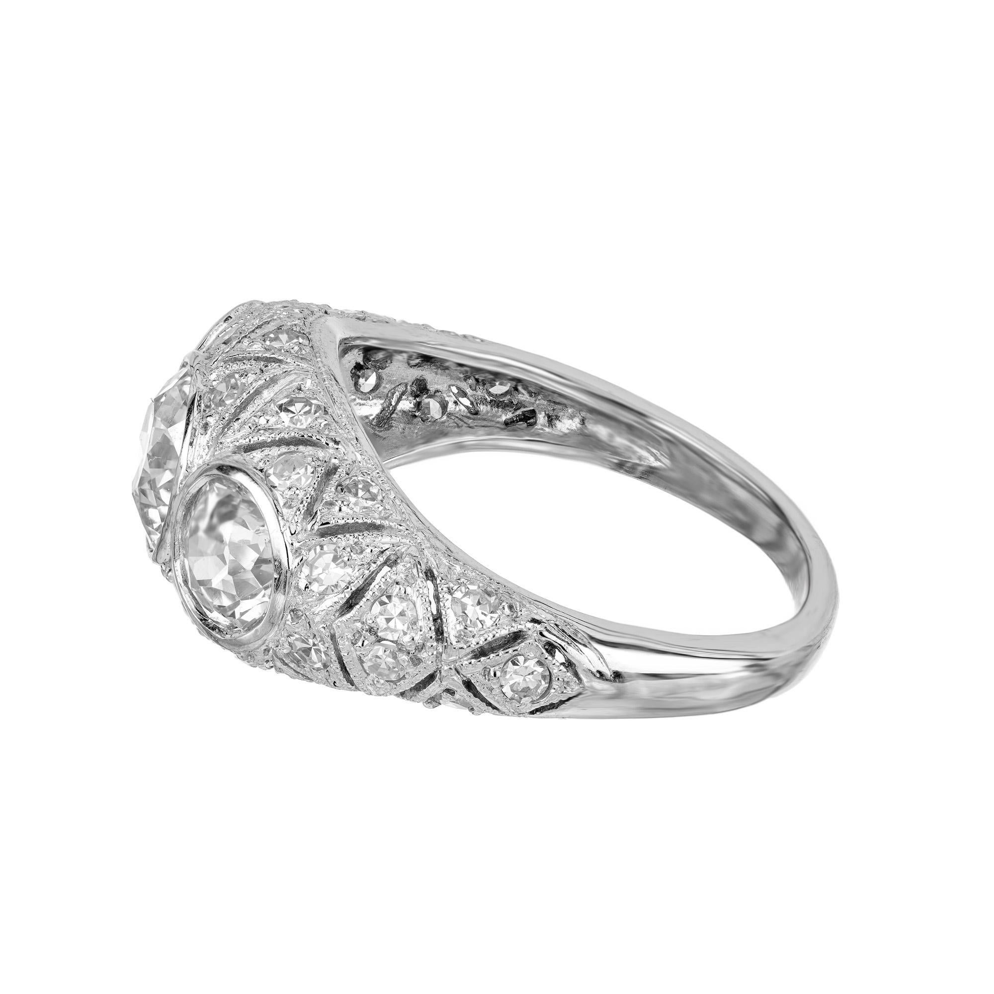Bague de fiançailles Art déco en platine avec diamant taille européenne ancienne de 1,12 carat certifié GIA en vente 2