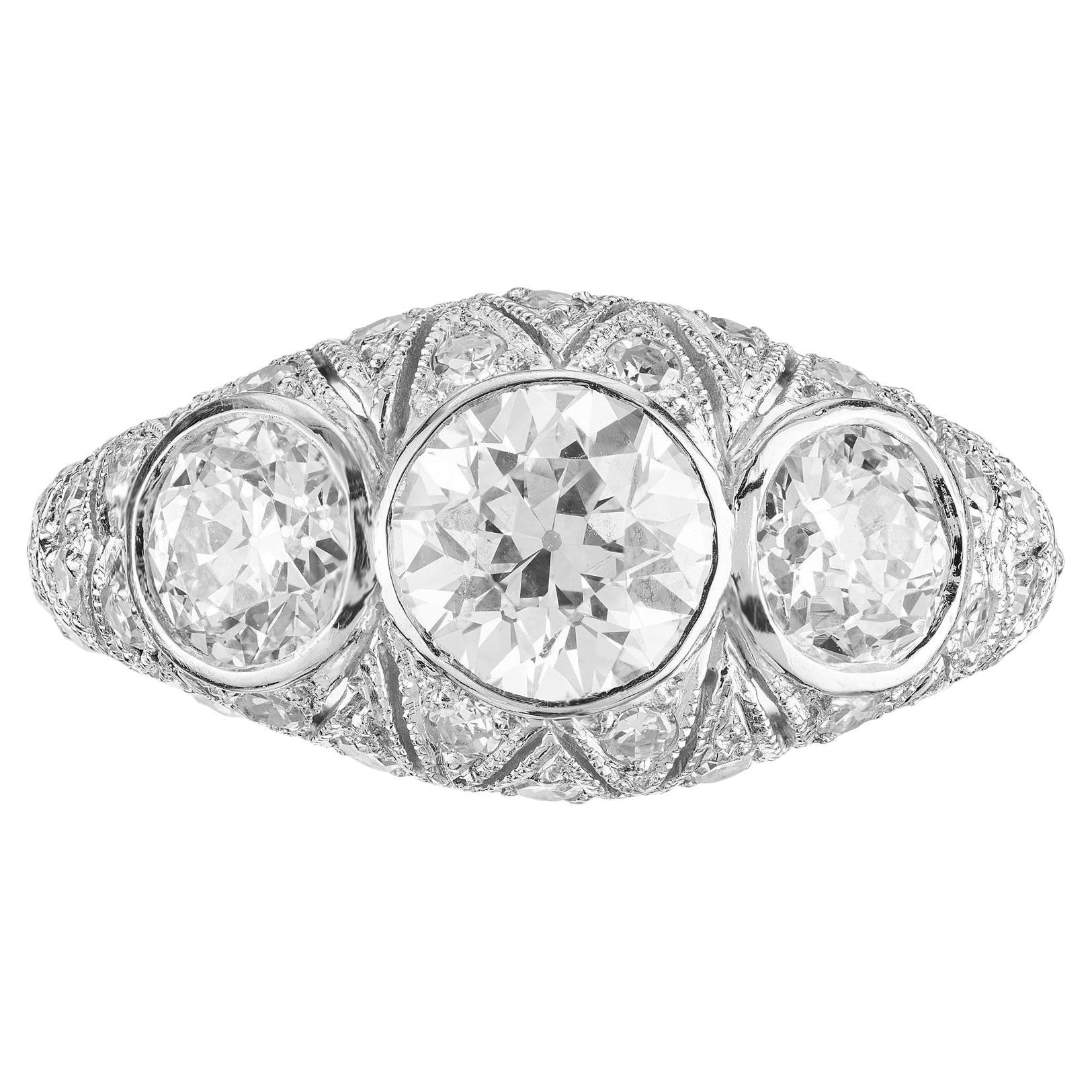 GIA 1.12 Carat Old European Cut Diamond Art Deco Platinum Engagement Ring