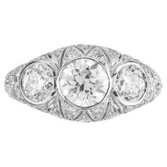 Bague de fiançailles Art déco en platine avec diamant taille européenne ancienne de 1,12 carat certifié GIA