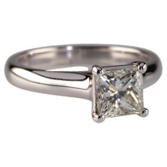 Used GIA 1.12 Ct Princess Cut Solitaire Engagement Ring 14k White Gold Size 5.25