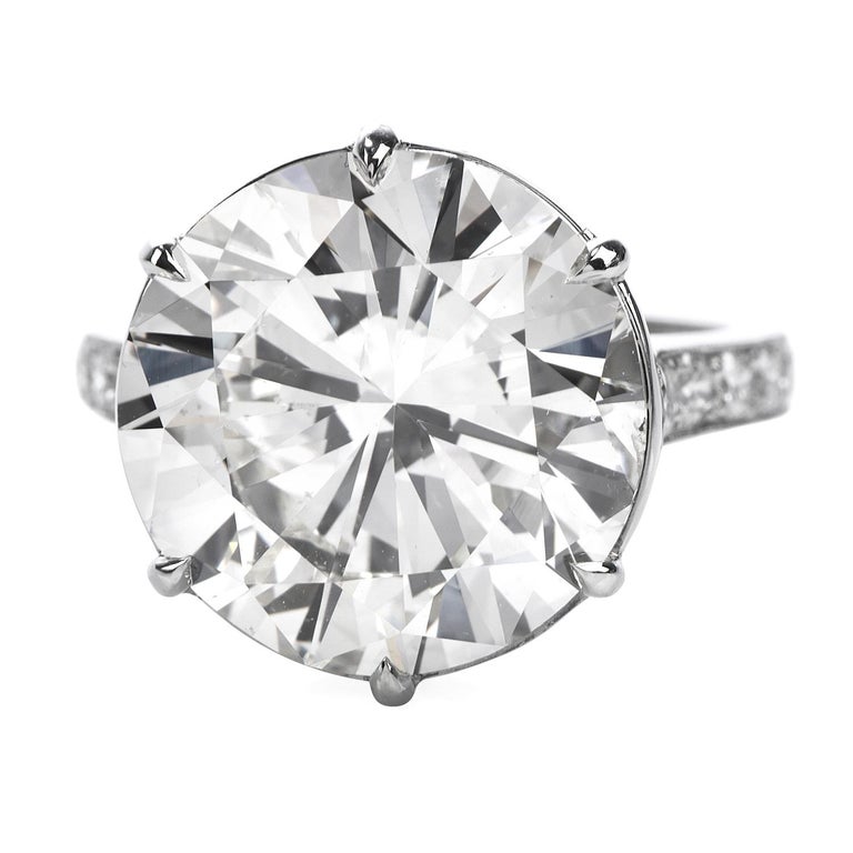 GIA 11.22 Carat Round Diamond Platinum Engagement Ring at 1stDibs