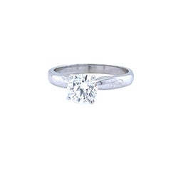 GIA Ceritifed 1.12ct Natural Round Cut 14K Tiffany Style Exquisite Diamond Ring