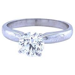 Bague exquise en diamants de style Tiffany 14 carats de 1,12 carat de taille ronde naturelle certifiée GIA