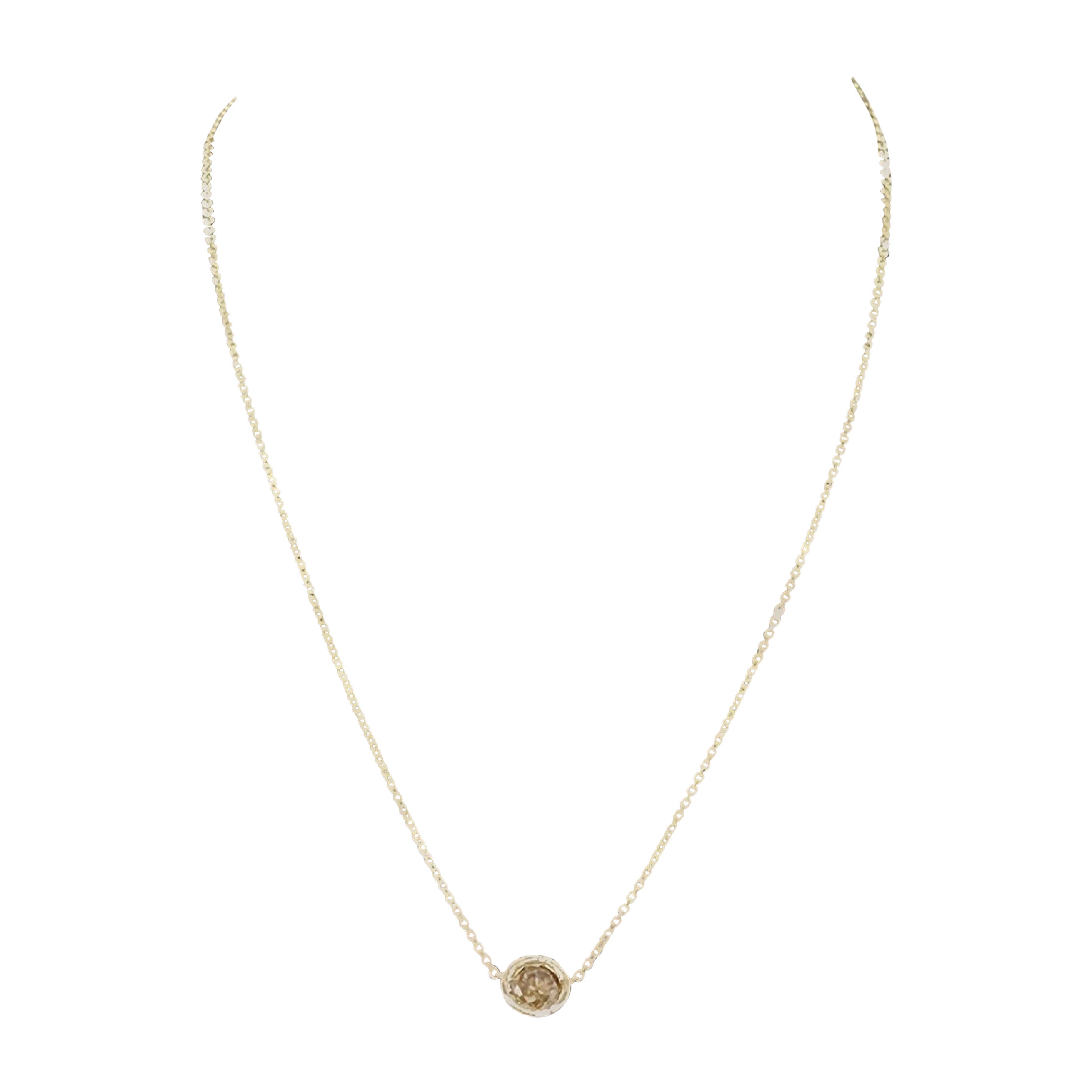 GIA 1.13 Carat Round Fancy Diamond Pendant 14 Karat Yellow Gold