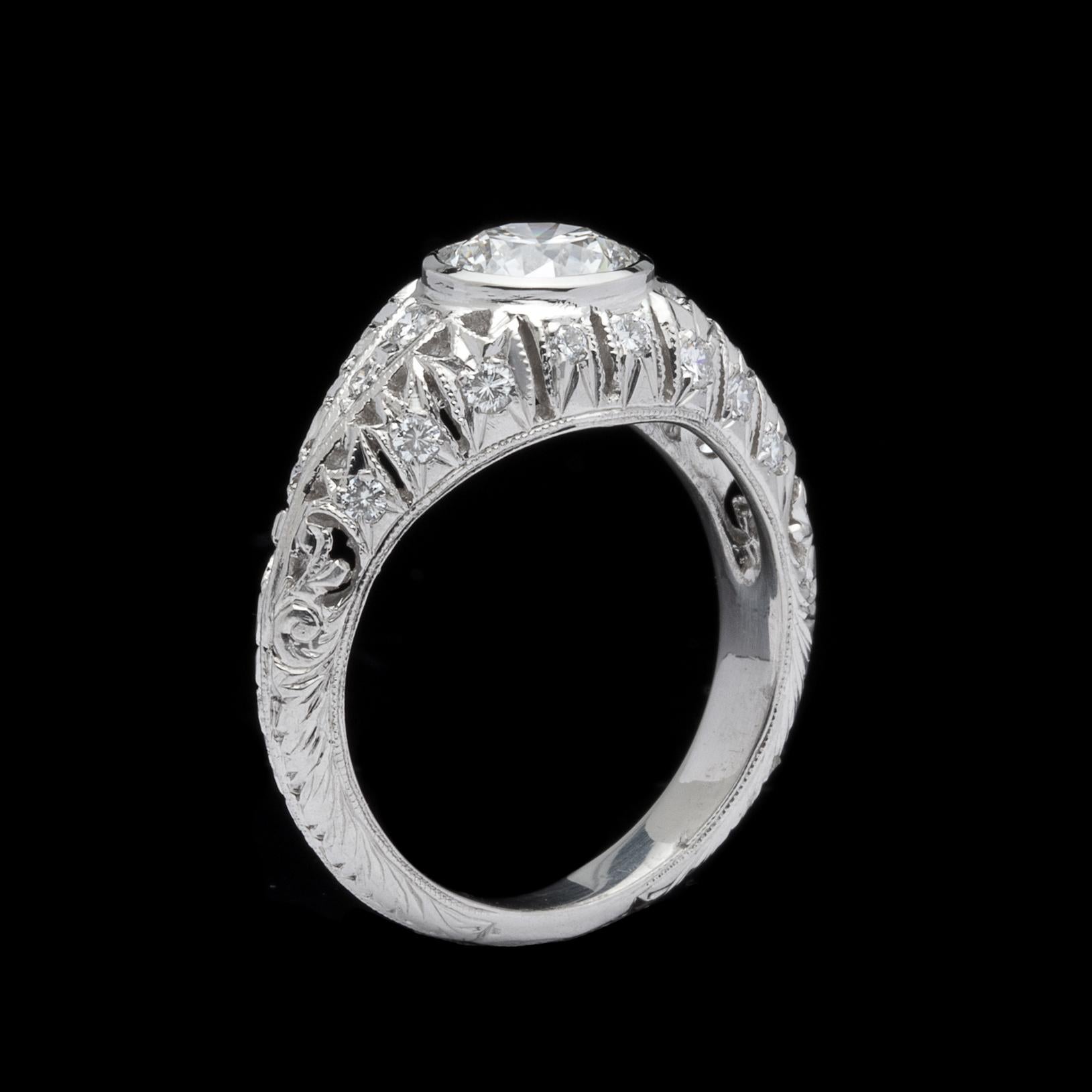 Edwardian GIA 1.13 carat G/SI2 Diamond Platinum Engagement Ring