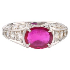 GIA 1.14 carat no heat ruby diamond platinum ring