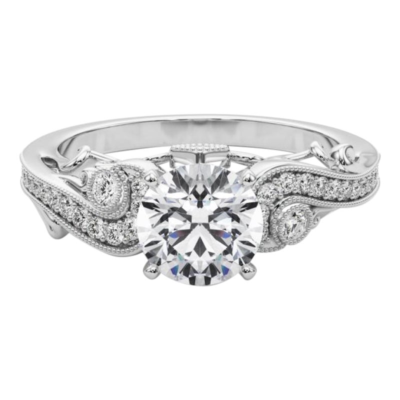 GIA 1.14 Karat Runder Drei-Stein-Bypass in geschwungener Form  Diamantring
