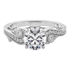 GIA 1.14 Karat Runder Drei-Stein-Bypass in geschwungener Form  Diamantring