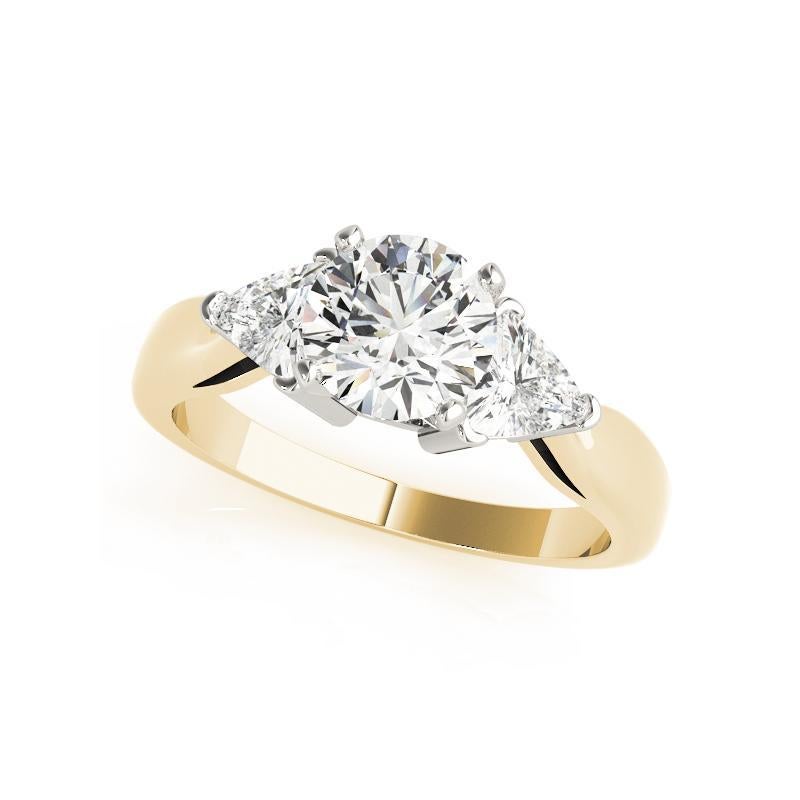 GIA 1,14 Karat Runder Billionenschliff Dreisteiniger Diamantring aus 18K Gelbgold (Rundschliff) im Angebot