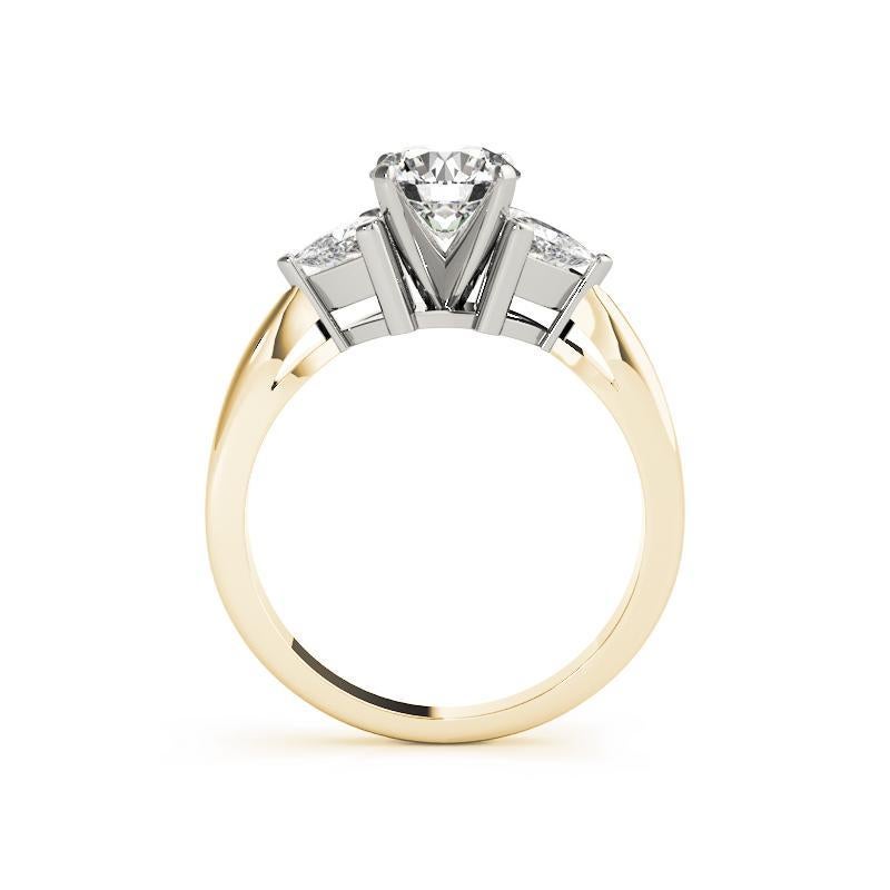 GIA 1,14 Karat Runder Billionenschliff Dreisteiniger Diamantring aus 18K Gelbgold im Zustand „Neu“ im Angebot in New York, NY