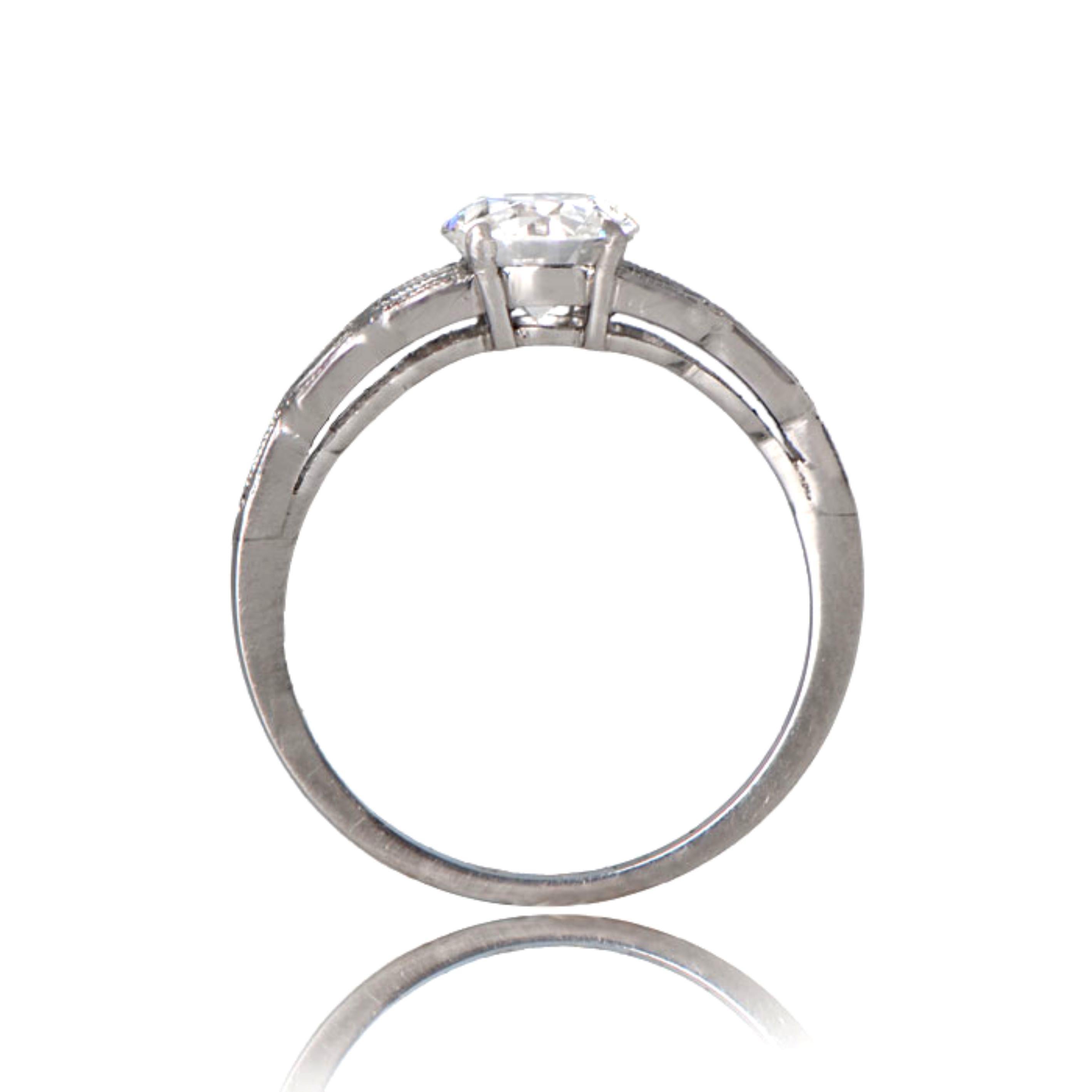 Art Deco GIA 1.14ct Old Euro-Cut Diamond Engagement Ring, H Color, Vs1 Clarity, Platinum For Sale