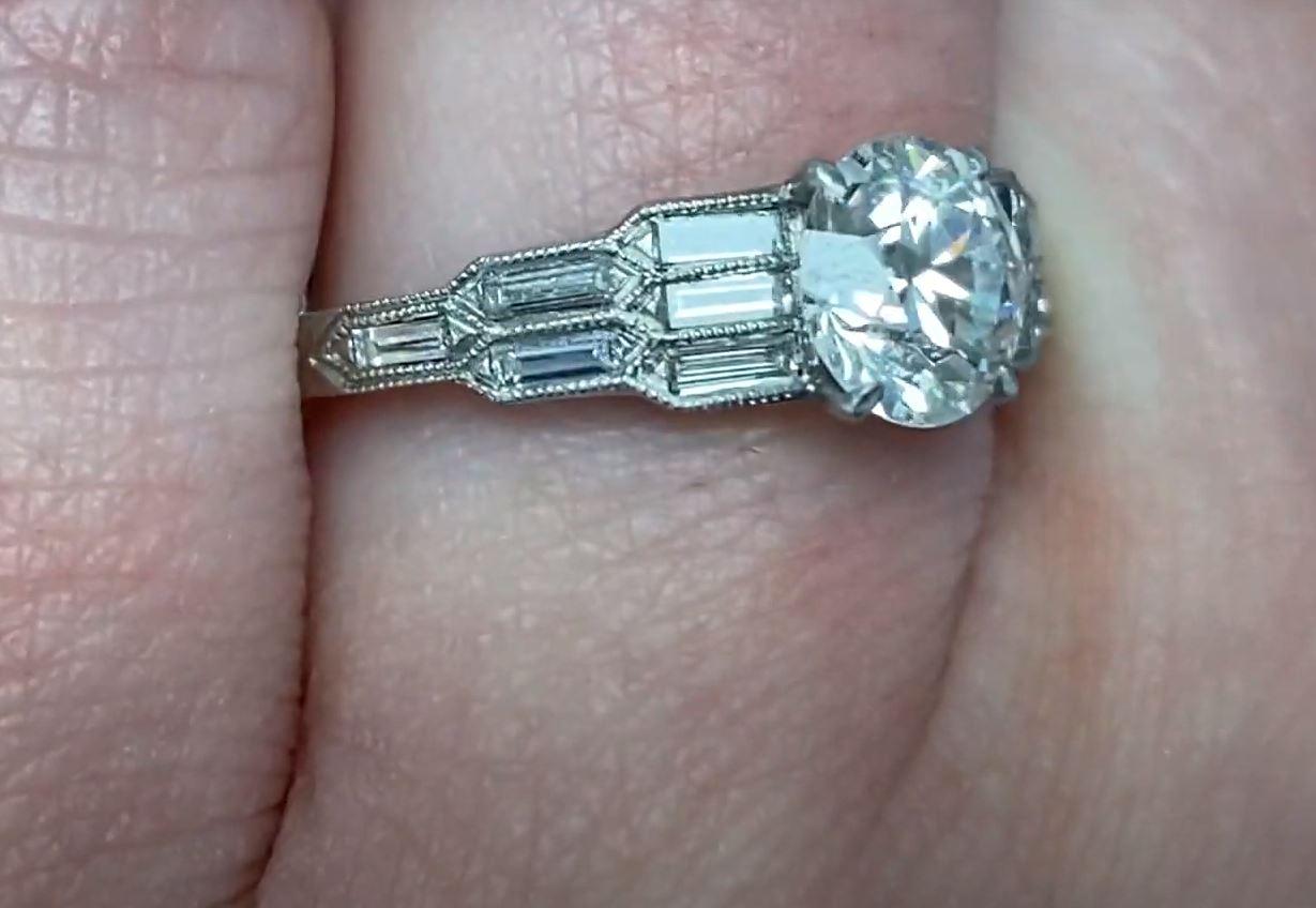 GIA 1.14ct Old Euro-Cut Diamond Engagement Ring, H Color, Vs1 Clarity, Platinum In Excellent Condition For Sale In New York, NY